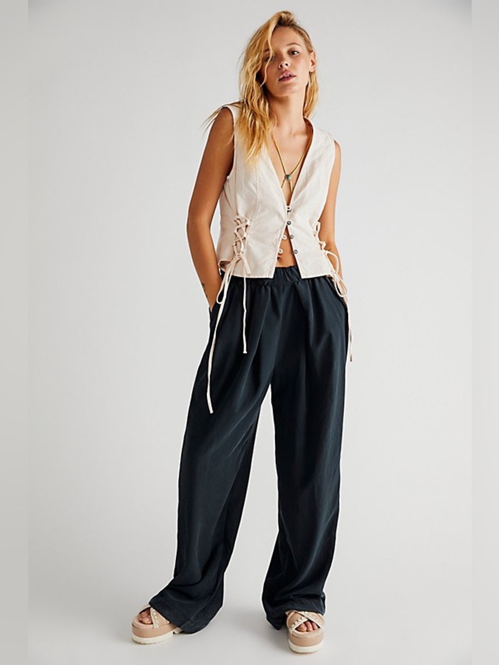Free People Nothin' To Say Pleated Trousers
